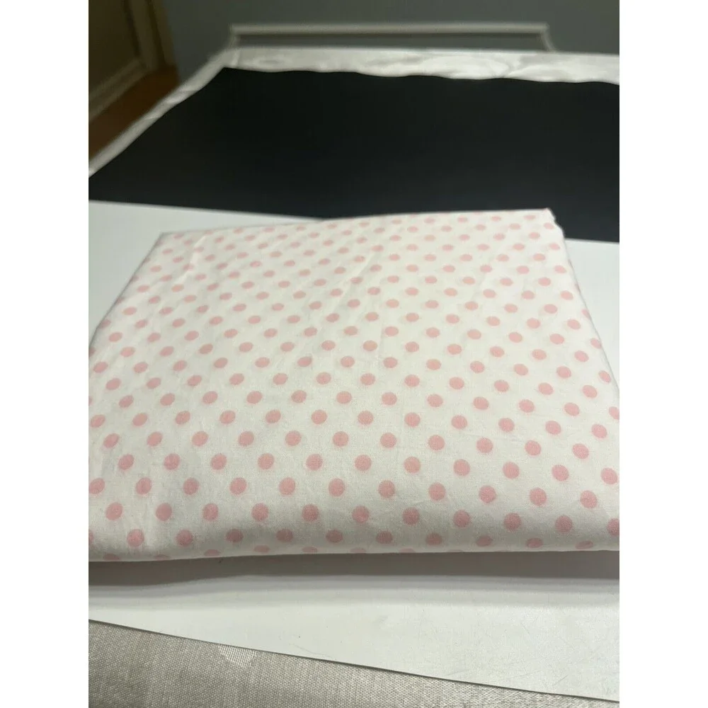 Pottery Barn Kids White w Pink Polka Dots Twin Flat Sheet EUC